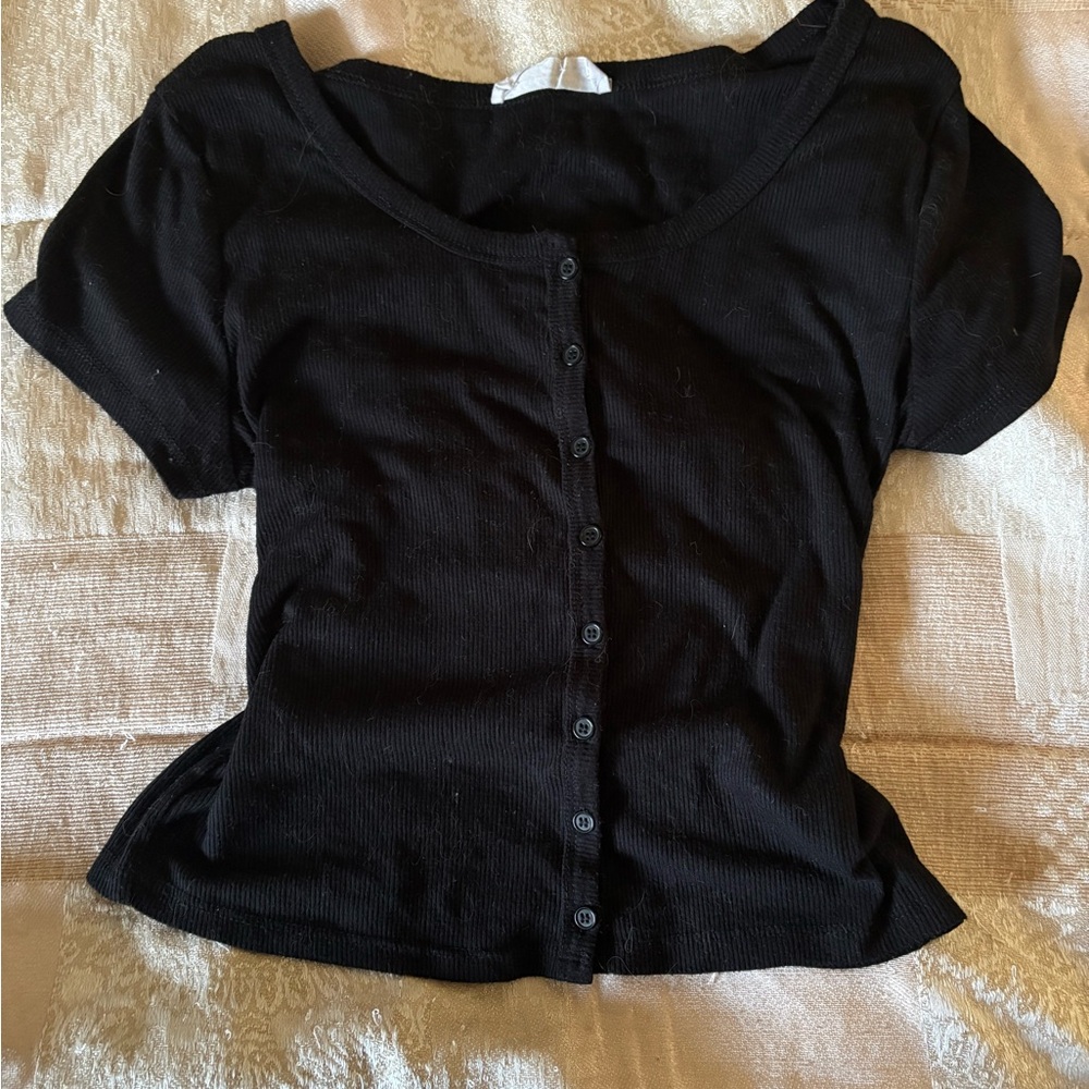 Black Button-Up Women's Top